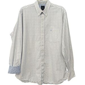 TailorByrd Grid Check Shirt XL | Contrast Cuffs Cotton Button-Down